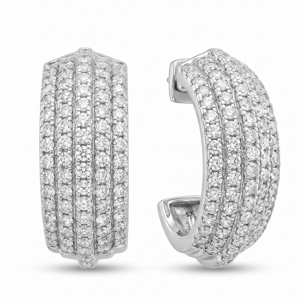 Aros "Gala Real" – Pavé Cuádruple de Circones en Plata 925