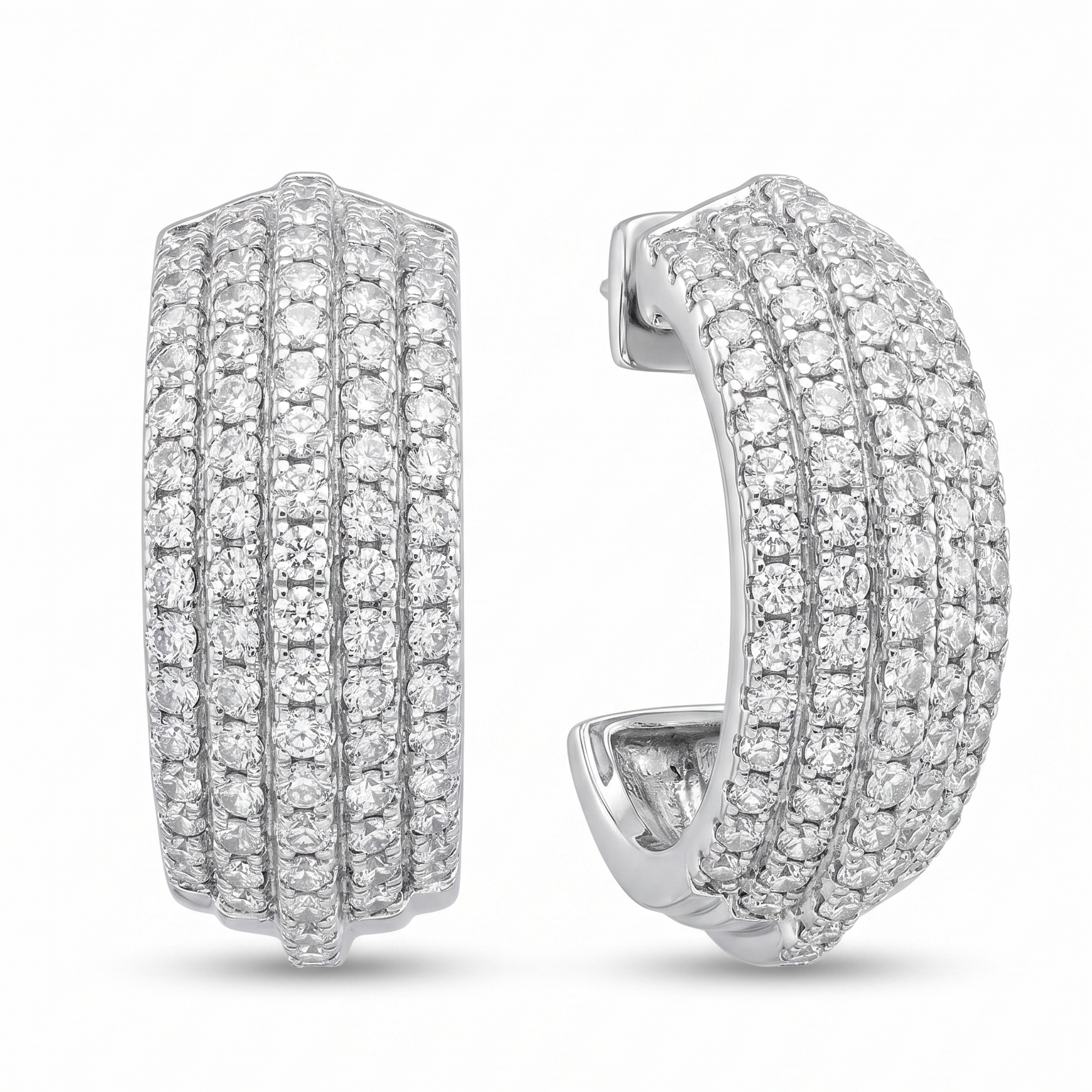 Aros "Gala Real" – Pavé Cuádruple de Circones en Plata 925
