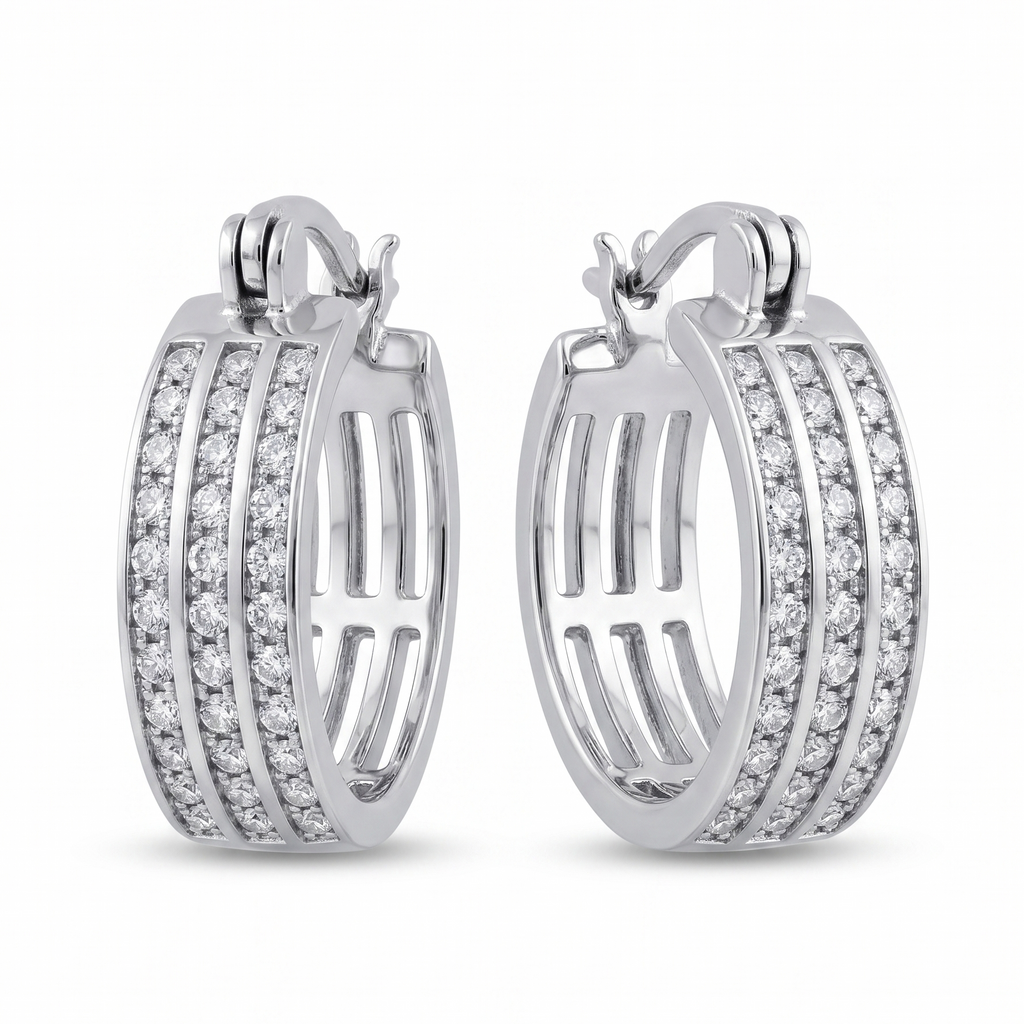 Aros "Triple Destello" en Plata 925 con Micro-Pavé