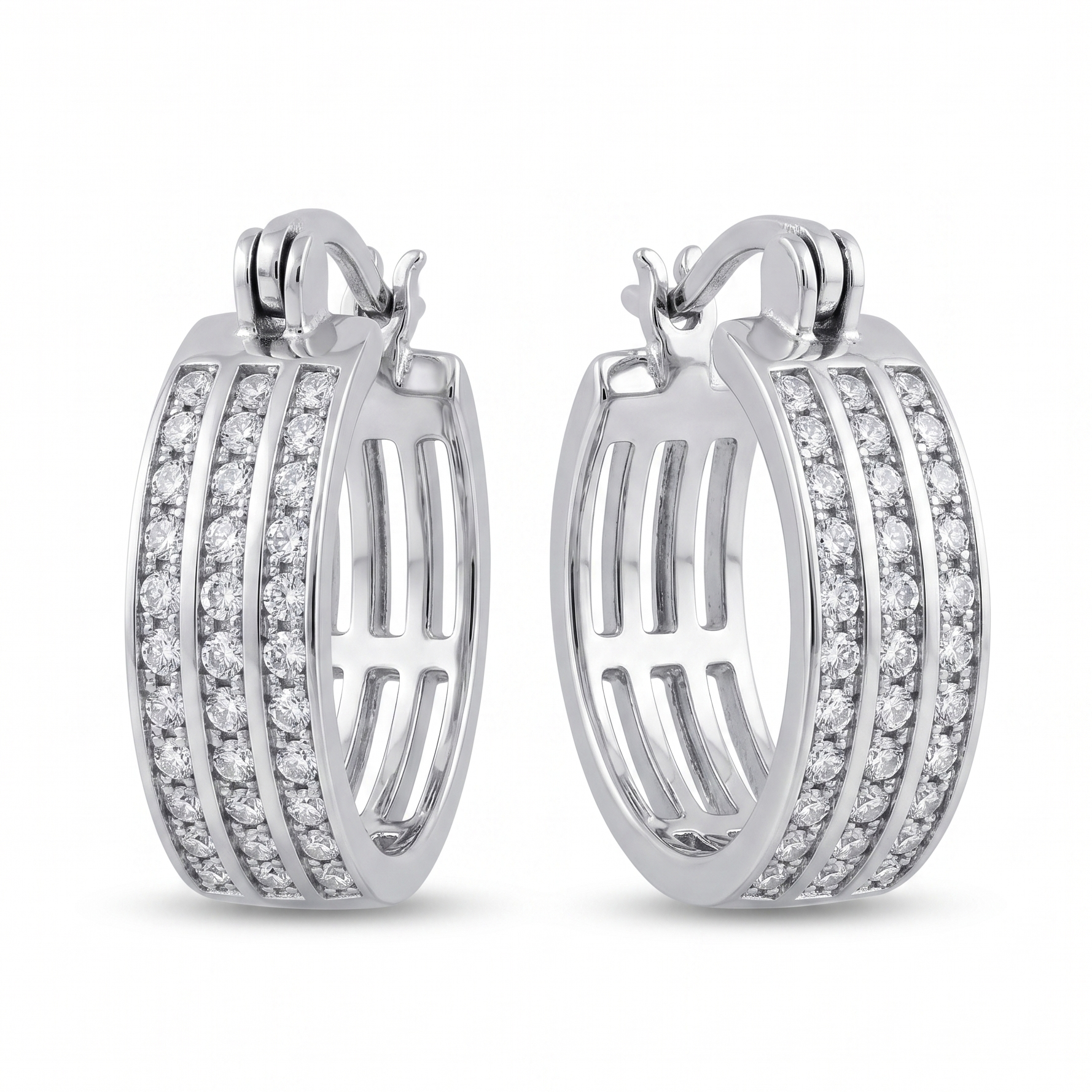 Aros "Triple Destello" en Plata 925 con Micro-Pavé