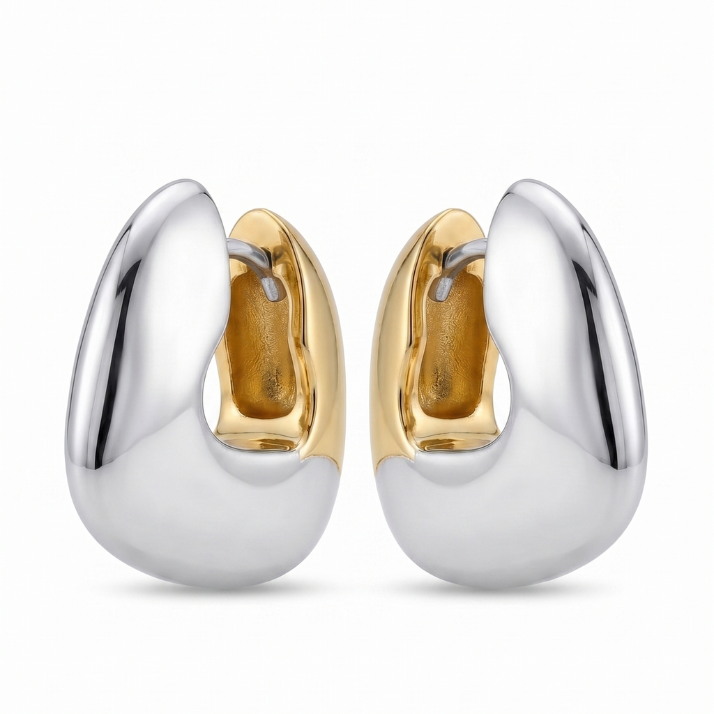 Aros "Dúo Orgánico" – Diseño Bicolor en Plata 925 enchapado en Oro 24k