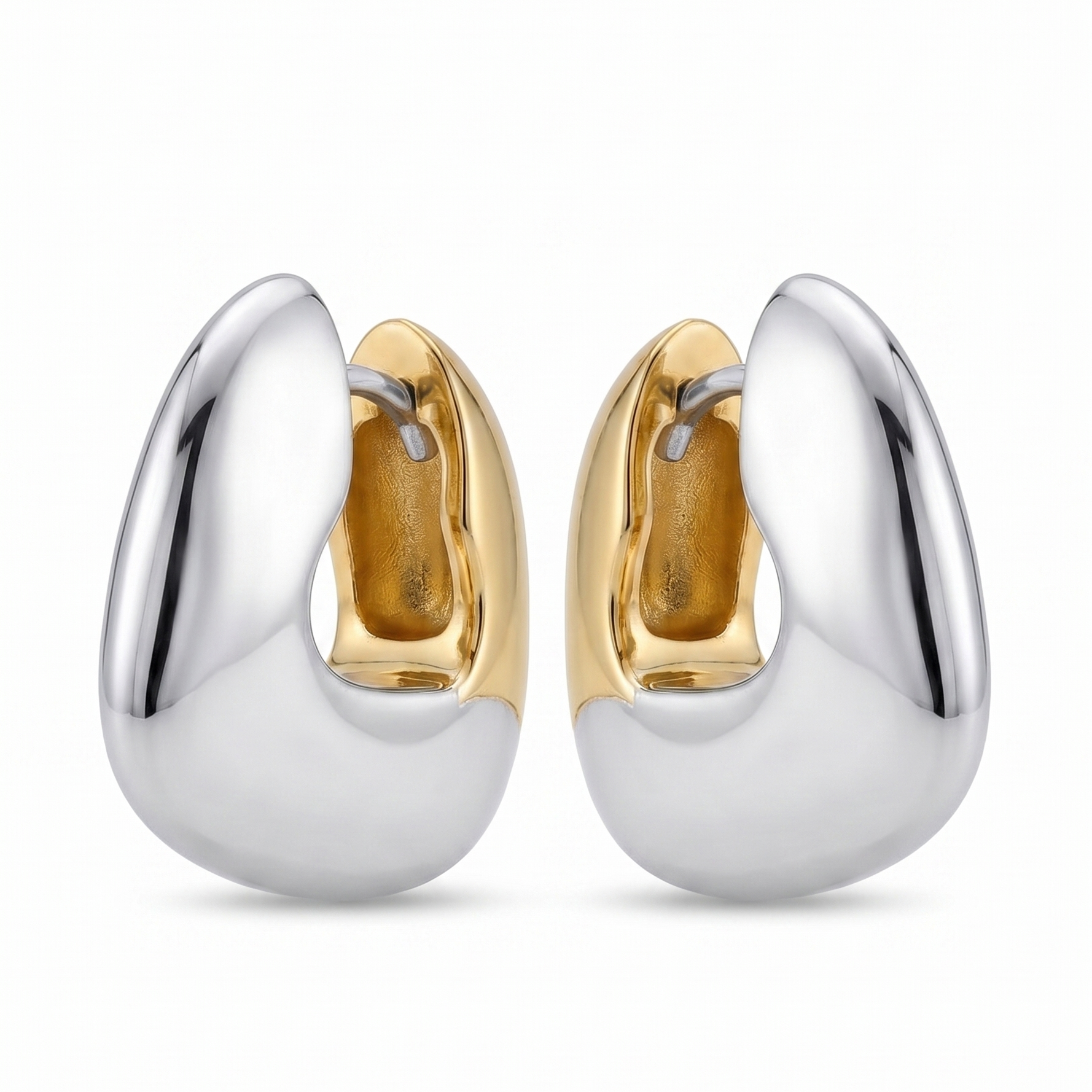 Aros "Dúo Orgánico" – Diseño Bicolor en Plata 925 enchapado en Oro 24k