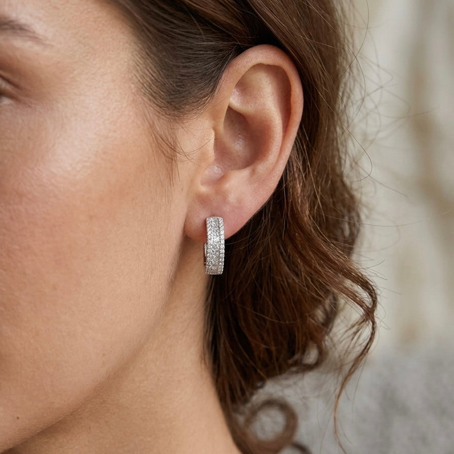 Aros de Plata 925 con Circones Corte Carré
