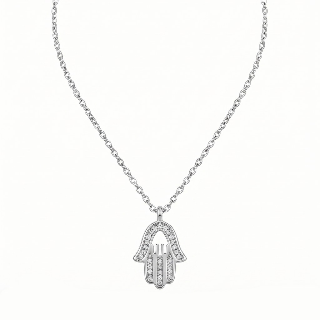 Collar Hamsa "Protección Radiante" – Plata 925 y Circones Premium