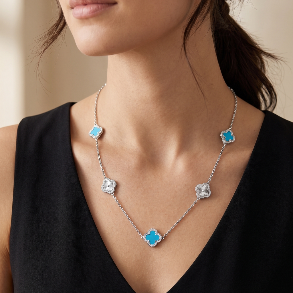 Collar Alhambra Blue & Silver