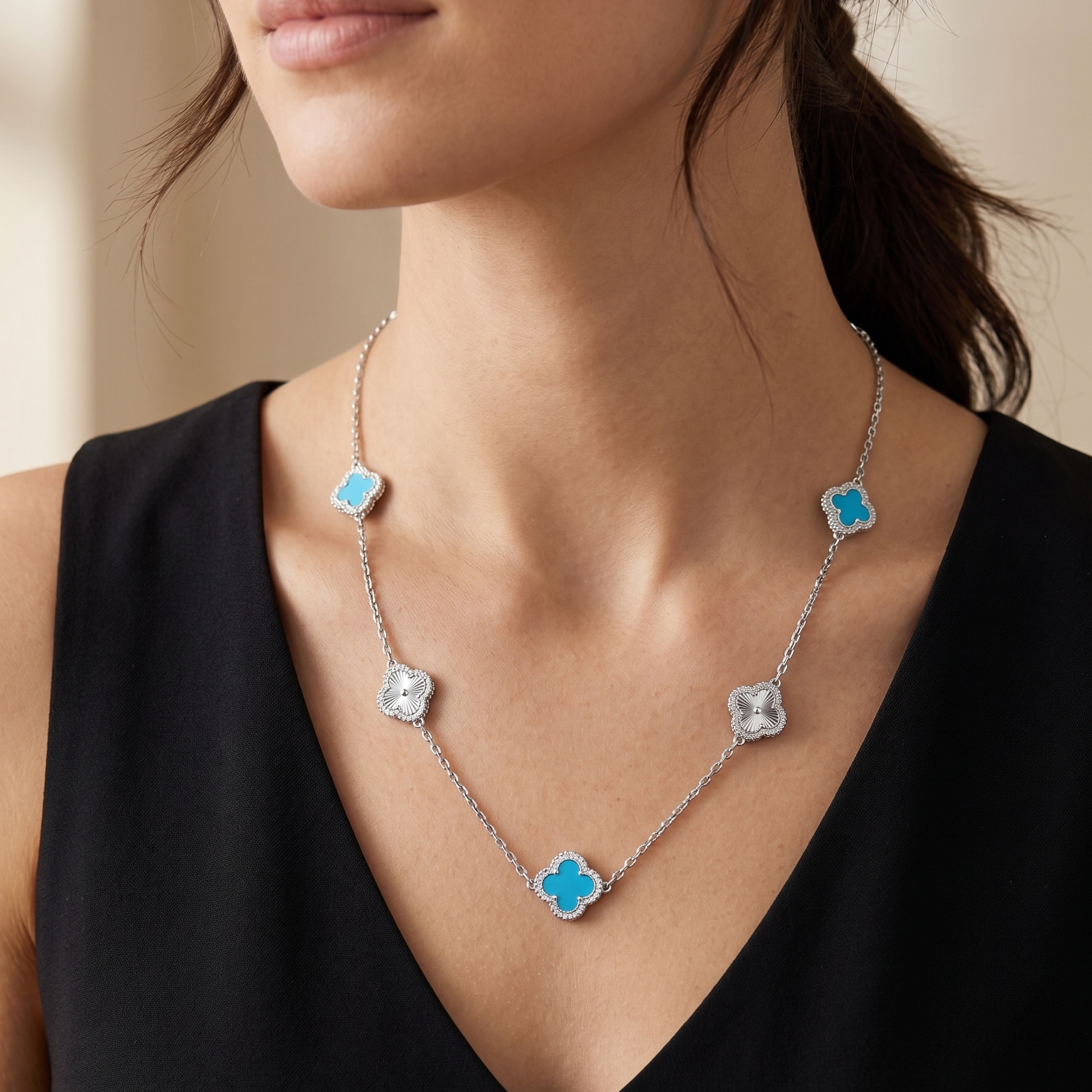 Collar Alhambra Blue & Silver